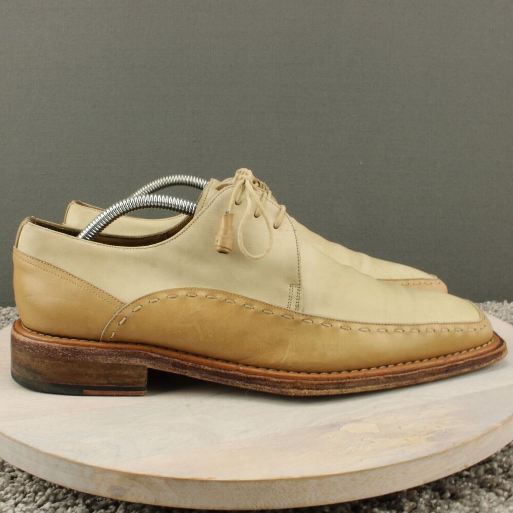 Mezlan Two-Tone Cream & Tan Leather Derby Oxfords